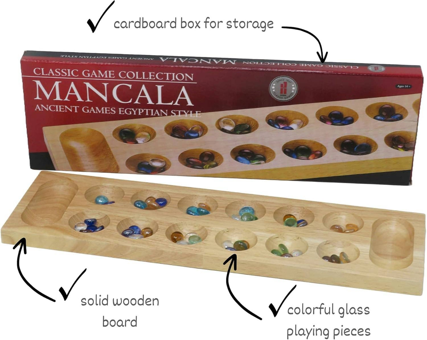 Mancala W/Glass Beads