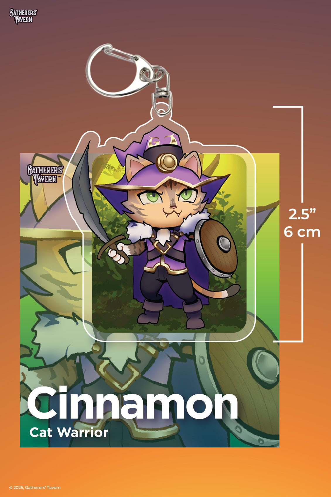 Gatherers' Tavern Cinnamon Cat Warrior Keychain