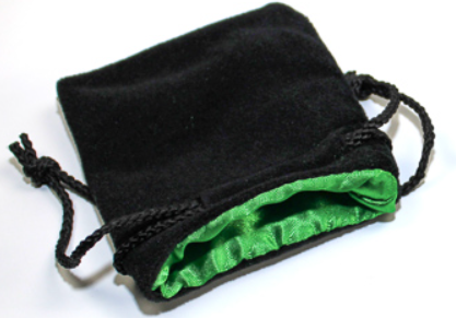 Small Black Velvet Silk Lined Dice Bag | Green
