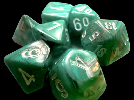 Mini-hedral Marble 7DPoly Dice Set | Oxi-Copper