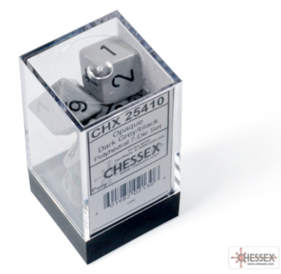 7DPoly Opaque Dice Set | Dark Grey/Black