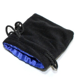 Small Black Velvet Silk Lined Dice Bag | Blue