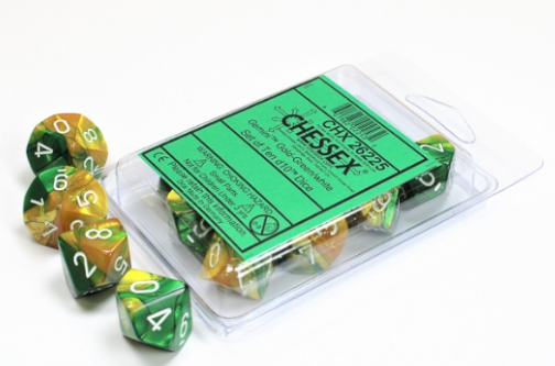 10D10 Gemini Series Dice Set | Gold & Green