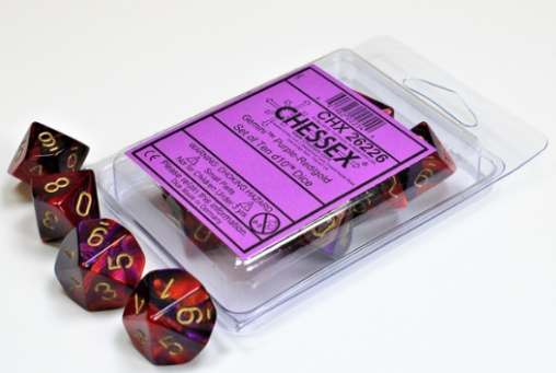 10D10 Gemini Series Dice Set | Purple & Red