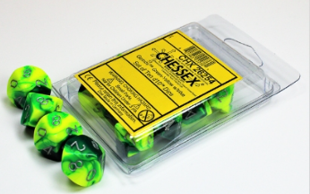 10D10 Gemini Series Dice Set | Green & Yellow