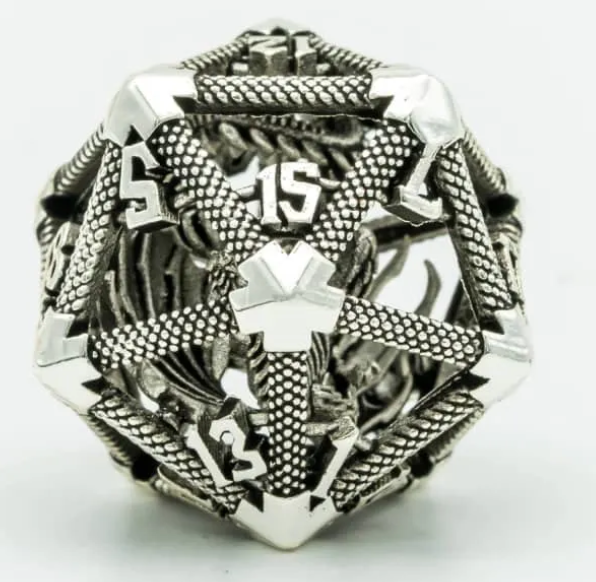 UD Hollow Metal Dragon D20 | Silver