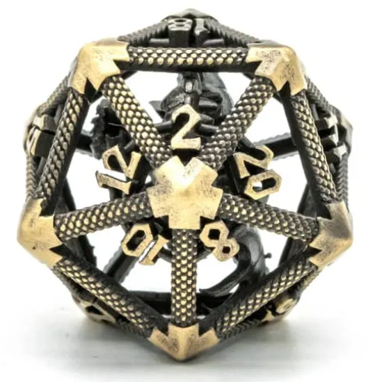 UD Hollow Metal Dragon D20 | Bronze