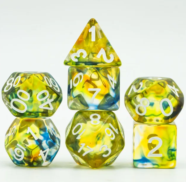UD "Cleric" Transparent Swirl Standard Dice Set