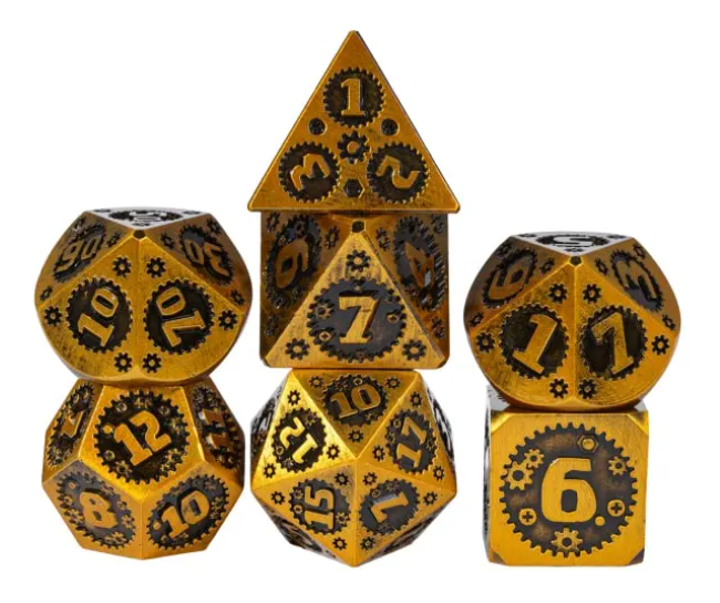 UD "Gear" Full Metal Standard Dice Set | Gold