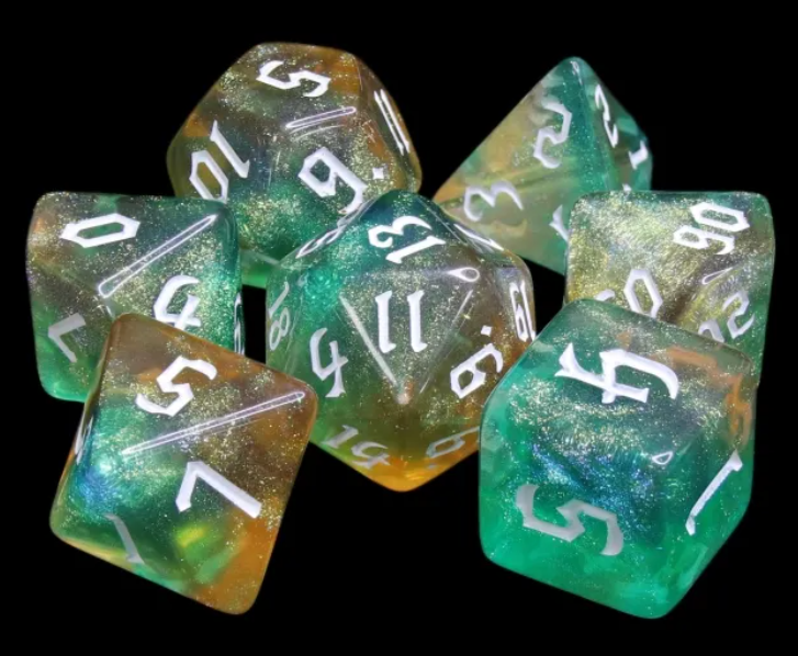 HD Gothic "Tranquil World" Aurora Standard Dice Set