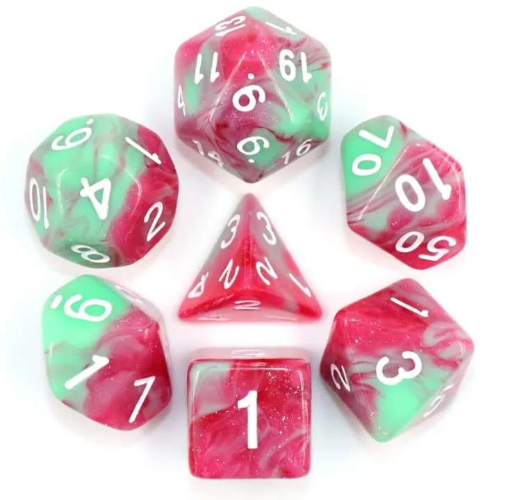 HD "Strawberry Cream" Aurora Standard Dice Set