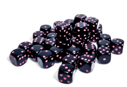 36D6 Opaque Dice Set | Black/Pink