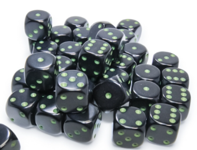 36D6 Opaque Dice Set | Black/Green