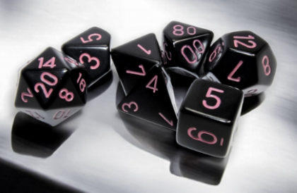 7DPoly Opaque Dice Set | Black/Pink