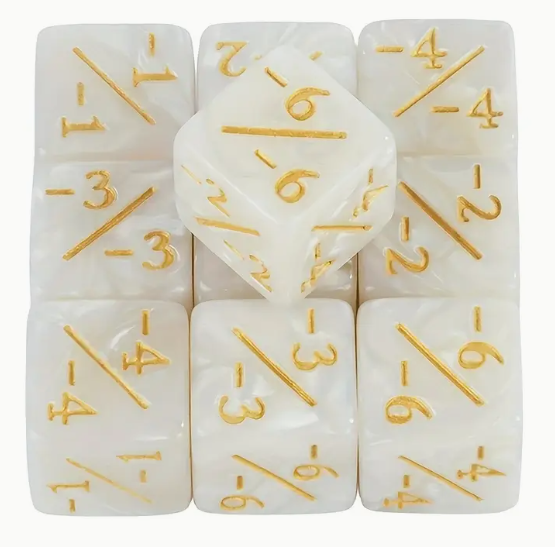 HD MTG 12D6 Negative Counter Dice Set | White Pearl