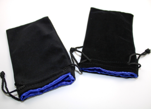Large Black Velvet Silk Lined Dice Bag | Blue