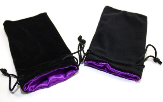 Large Black Velvet Silk Lined Dice Bag | Purple