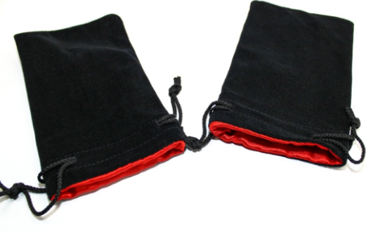 Large Black Velvet Silk Lined Dice Bag | Red