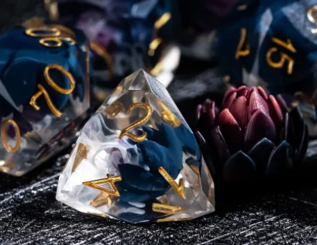 UD Resin Sharp Edge Standard Dice Set | Black Lotus
