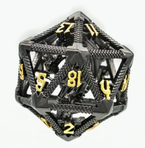 UD Hollow Metal Dragon D20 | Black