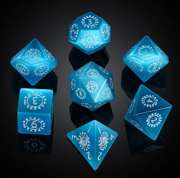 UD Gemstone Standard Dice Set | Blue Cats Eye - For the Horde!