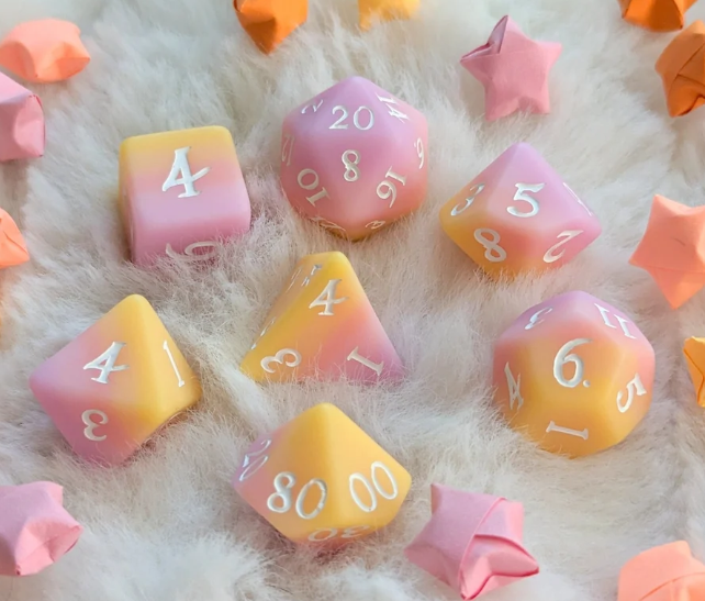 F&F Matte Finish Standard Dice Set | Sorbet Sunset
