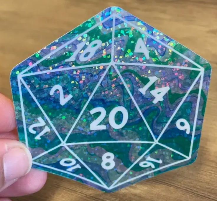 Holographic D20 Sticker