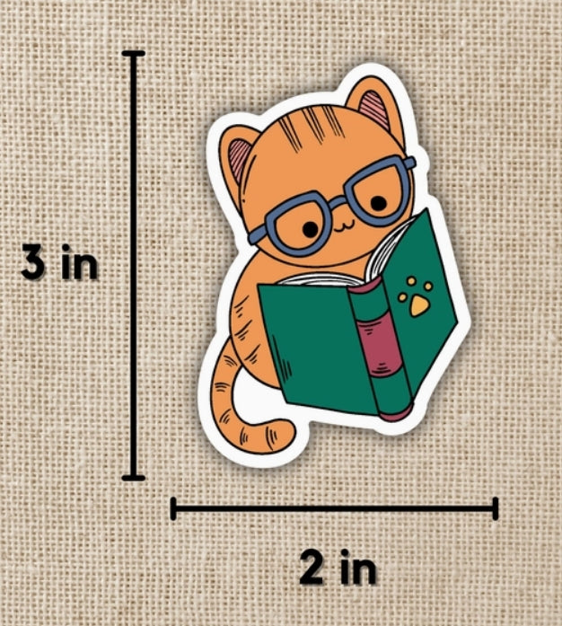 Reading Cat Sticker