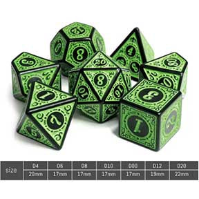 HD Opaque Standard Dice Set | Magic Flame (Green)