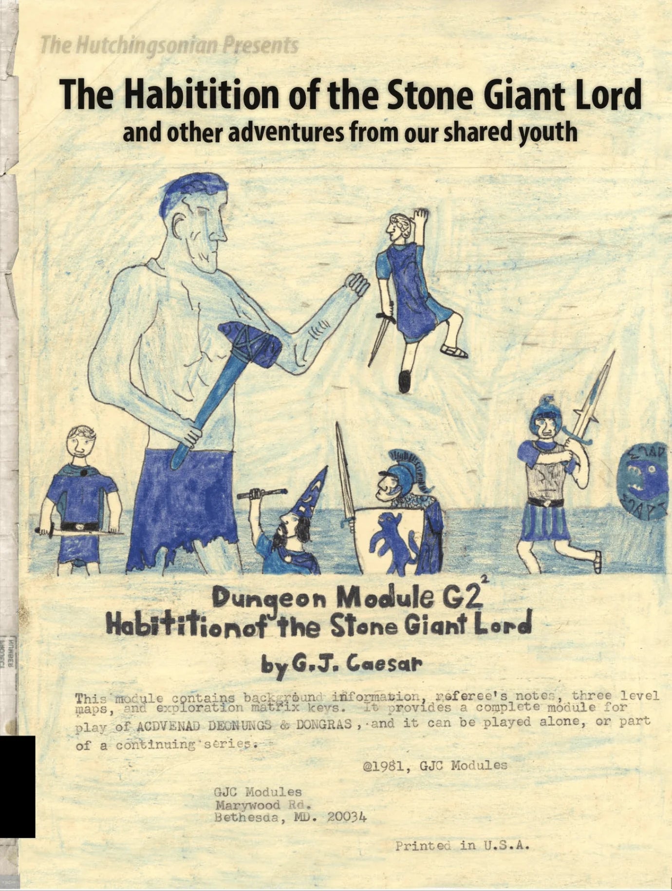 The Habvitation of the Stone Giant Lord (and other adventures from our shared youth) RPG Supplement