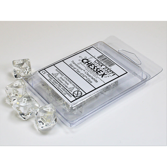 10D10 Translucent Dice Set | Clear