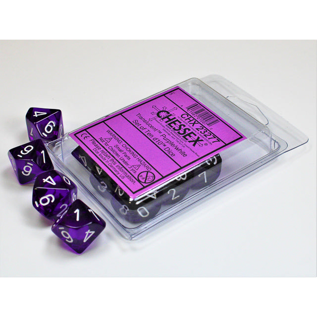 10D10 Translucent Dice Set | Purple