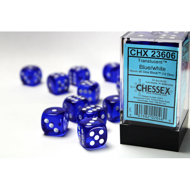 12D6 Translucent Dice Set | Blue