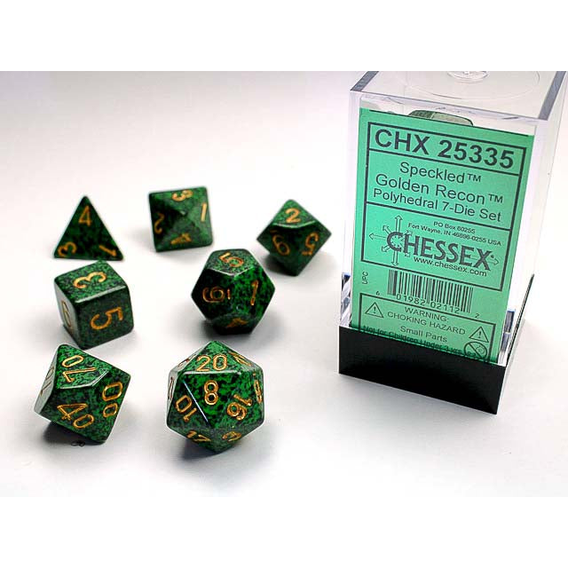 7DPoly Speckled Series Dice Set | Golden Recon