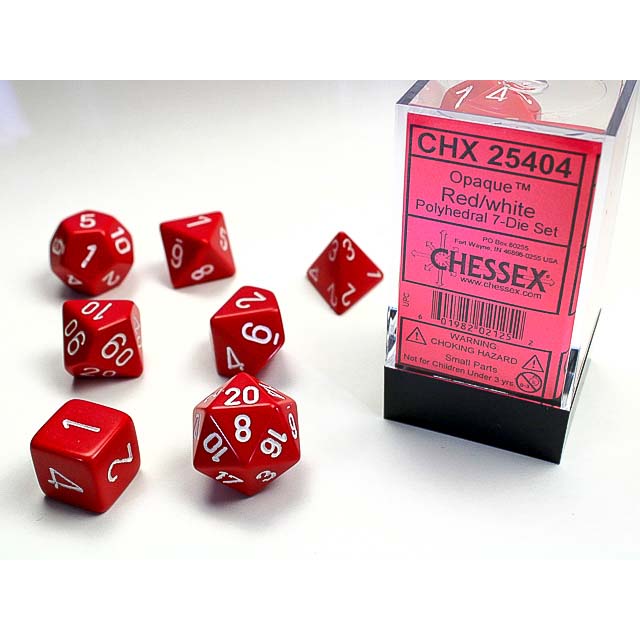 7DPoly Opaque Dice Set | Red/White