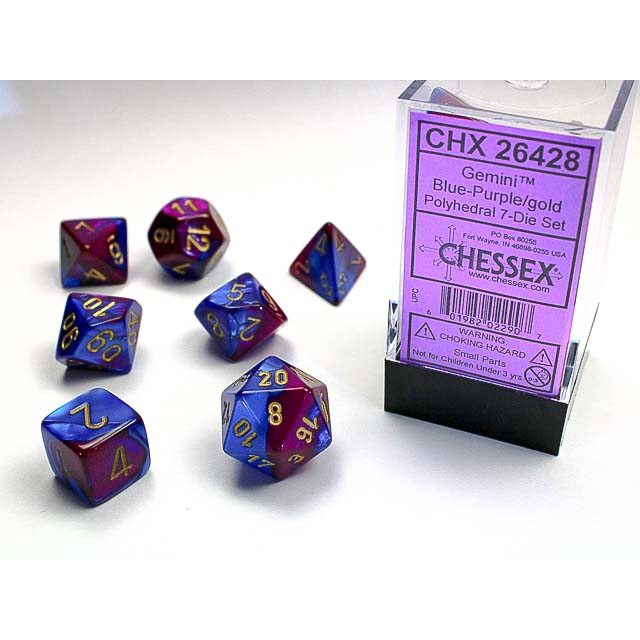 7DPoly Gemini Series Dice Set | Blue & Purple
