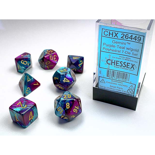 7DPoly Gemini Series Dice Set | Purple & Teal