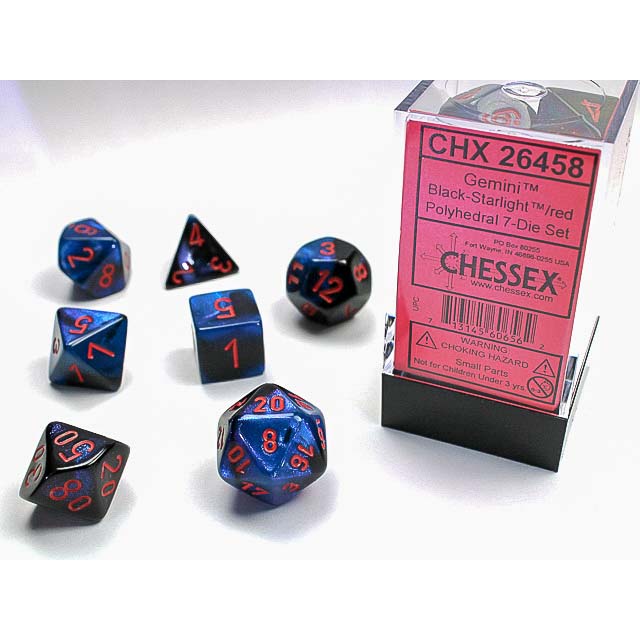 7DPoly Gemini Series Dice Set | Black & Starlight