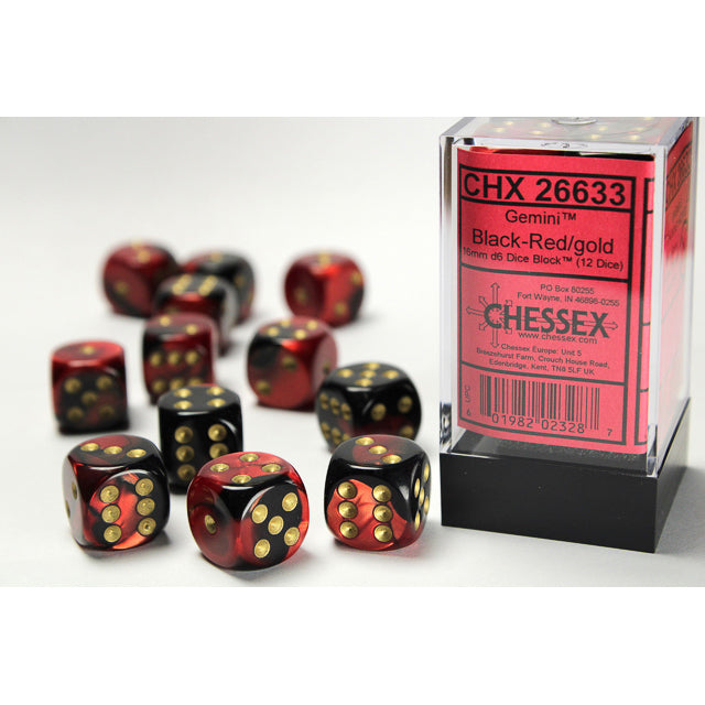 12D6 Gemini Series Dice Set | Black & Red