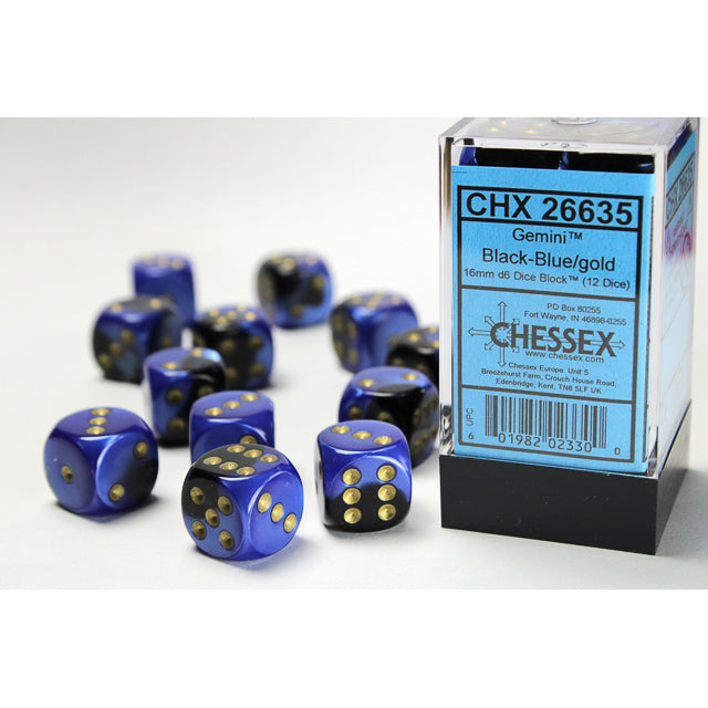 SALE - DNR 12D6 Gemini Series Dice Set | Black & Blue