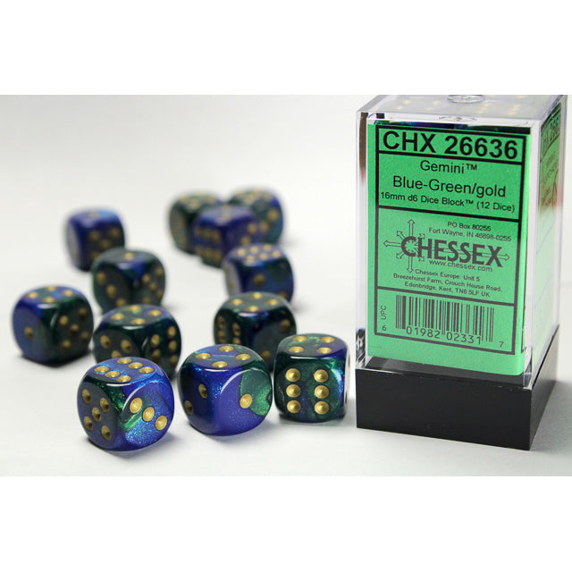 12D6 Gemini Series Dice Set | Blue & Green