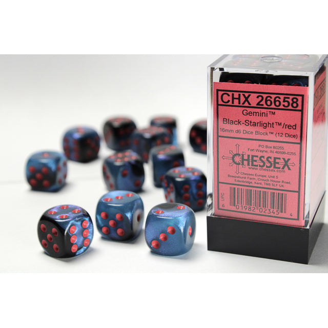 12D6 Gemini Series Dice Set | Black & Starlight