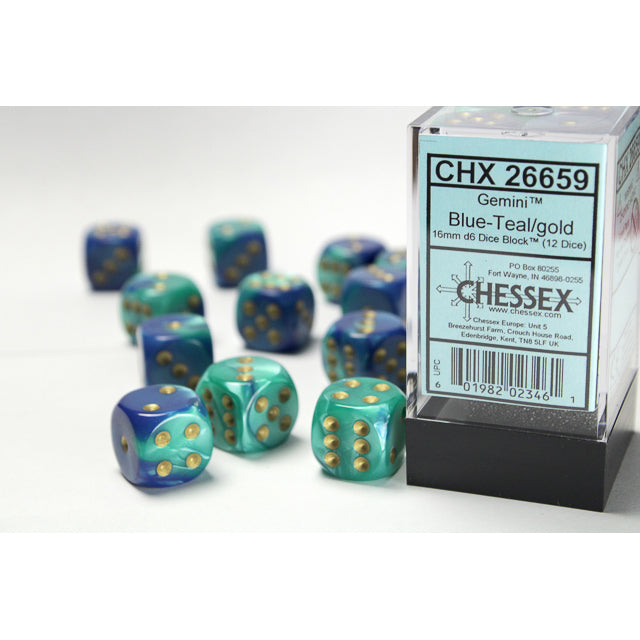 12D6 Gemini Series Dice Set | Blue & Teal