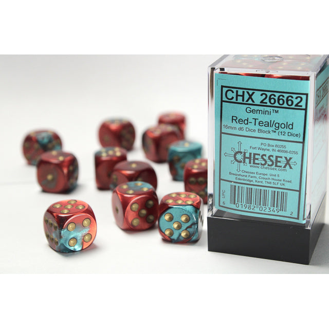 12D6 Gemini Series Dice Set | Red & Teal