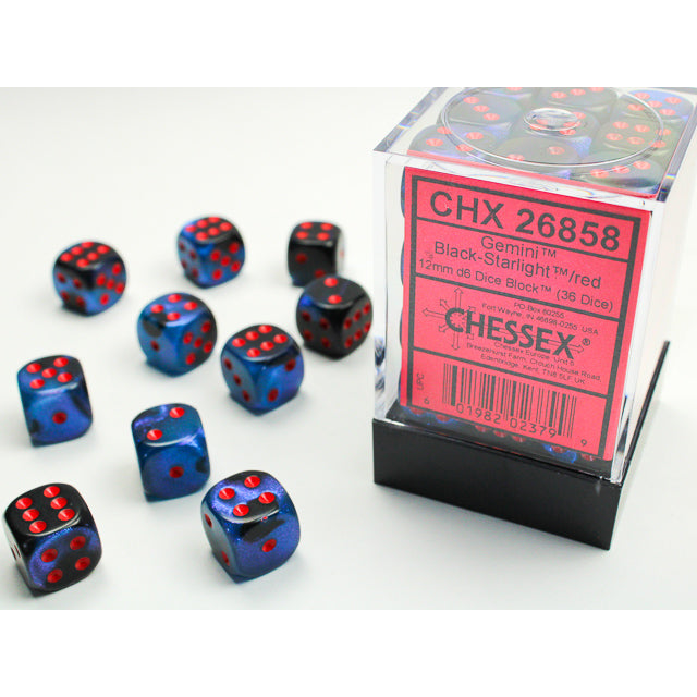 36D6 Gemini Series Dice Set | Black & Starlight