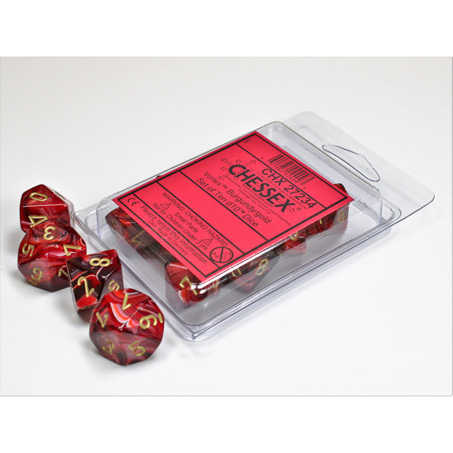 10D10 Vortex Series Dice Set | Burgandy
