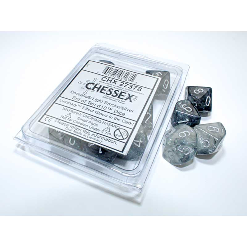 10D10 Borealis Series Dice Set | Luminary Light Smoke
