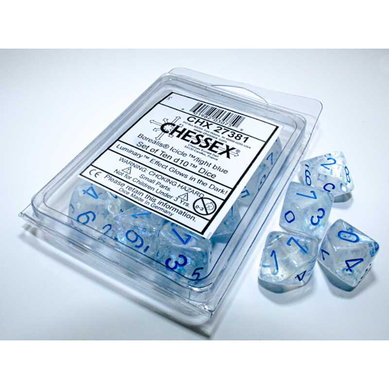 DNR 10D10 Borealis Series Dice Set | Luminary Icicle