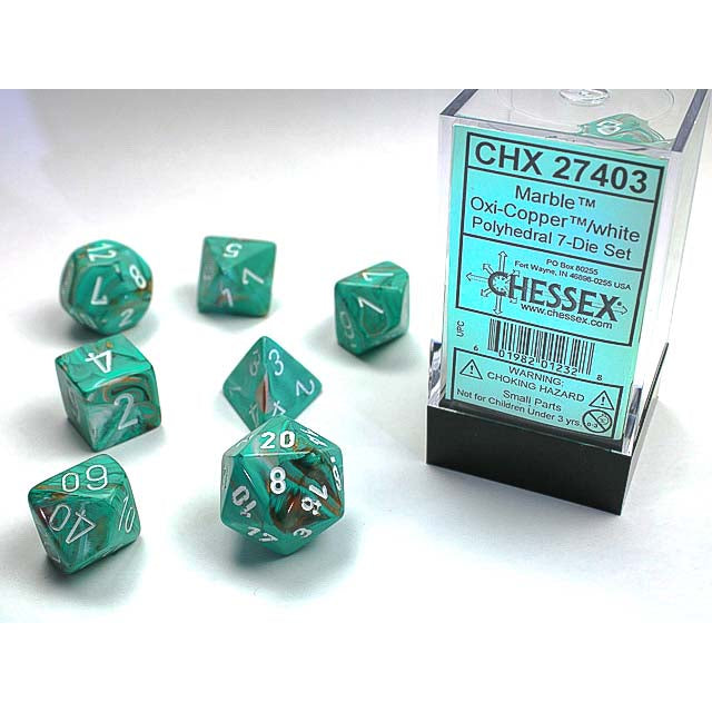 7DPoly Marble Series Dice Set | Oxi-Copper