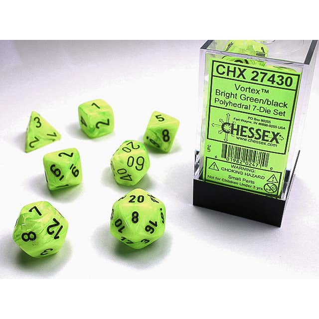 7DPoly Vortex Series Dice Set | Bright Green